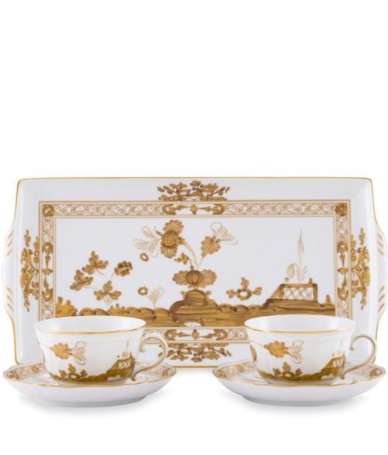 Набор из 2 -х чайных пар 220 мл.,  и  1 подноса, 17,7 см  х 33,3 см .,  ORIENTE ITALIANO AURUM, Ginori, 003RG00 FX2401LXGENG00133000 Набор из 2 -х чайных пар 220 мл.,  и  1 подноса, 17,7 см  х 33,3 см .,  ORIENTE ITALIANO AURUM, Ginori, 003RG00 FX2401LXGENG00133000