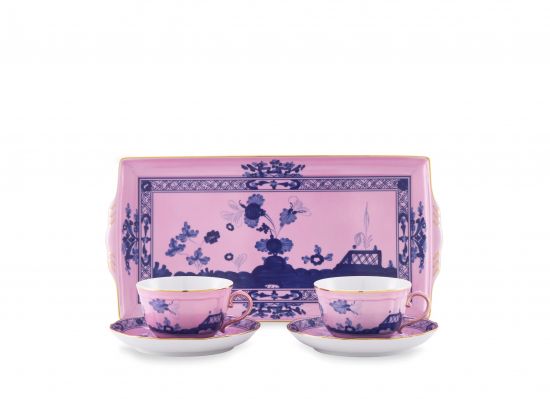 Набор из 2 -х чайных пар 220 мл.,  и  1 подноса, 5 предметов ORIENTE ITALIANO AZALEA, Ginori, 003RG00 FX2401LXGENG00124500