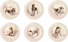 Тарелка десертная Собаки набор 6 ШТ.., SOLOGNE, Д 23,2 см,, GIEN