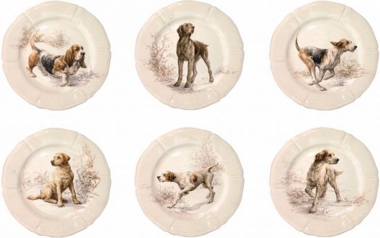 Тарелка десертная Собаки набор 6 ШТ.., SOLOGNE, Д 23,2 см,, GIEN