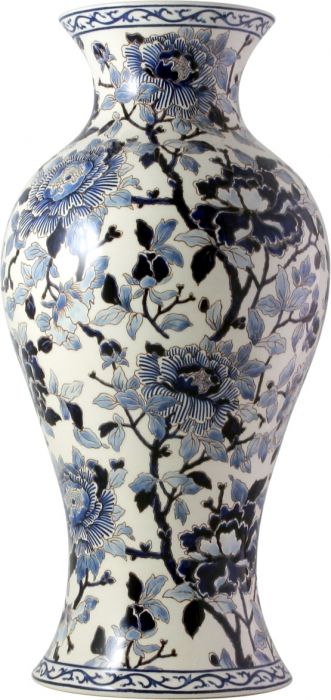 ВАЗА В ЯПОНСКОМ СТИЛЕ , GIEN, PIVOINES BLEUES,  D 23 cm - H 48 cm ВАЗА В ЯПОНСКОМ СТИЛЕ , GIEN, PIVOINES BLEUES,  D 23 cm - H 48 cm