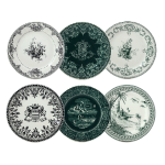 Набор десертных тарелок Д  22 см., Ассорти с разным рисунком набор 6 ШТ.., LES DEPAREILLEES VERT,  GIEN