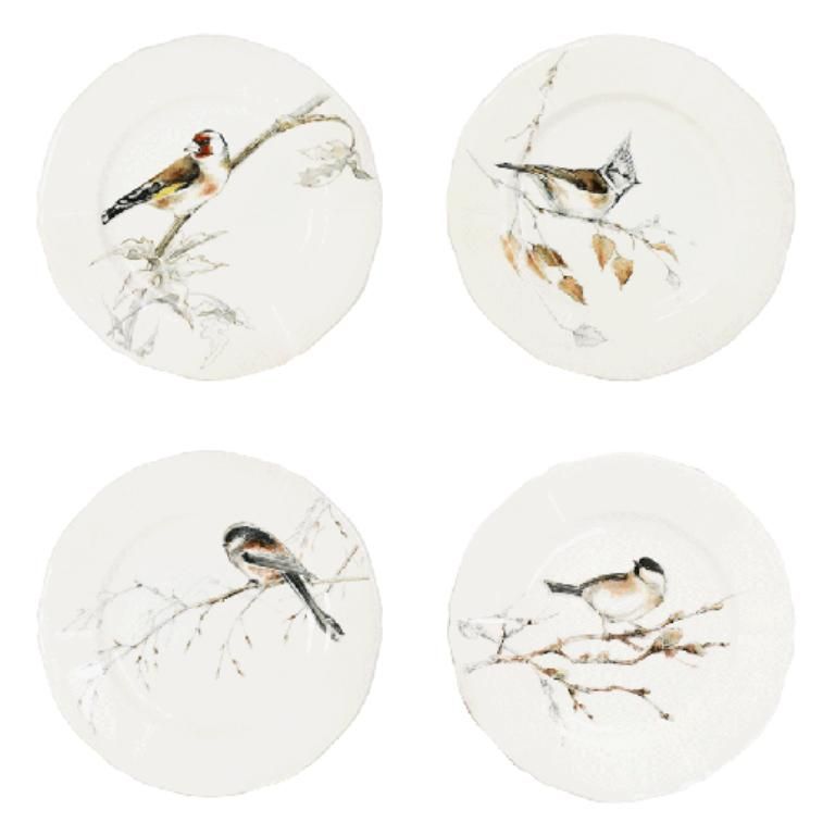 Тарелка для канапе набор 4 ШТ.., LES OISEAUX DE LA FORET,  16,3 cm GIEN