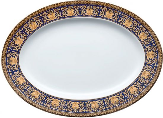 Блюдо овальное 34 см.,  Versace MEDUSA BLAU арт. 19325-409620-12734 Блюдо овальное 34 см.,  Versace MEDUSA BLAU арт. 19325-409620-12734
