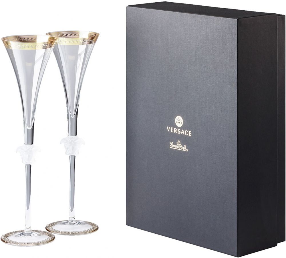 Набор бокалов под шампанское 2 шт., Versace CRYSTAL MEDUSA D'OR арт. 20665-110300-48804
