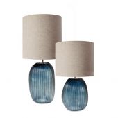 НАСТОЛЬНАЯ ЛАМПА GUAXS PATARA ROUND TABLELAMP, ЦВЕТ МОРСКОЙ СИНИЙ/ИНДИГО(СИНИЙ), ЦВЕТ АБАЖУРА ЛЬНЯНОЙ 9546OBIN-LO
