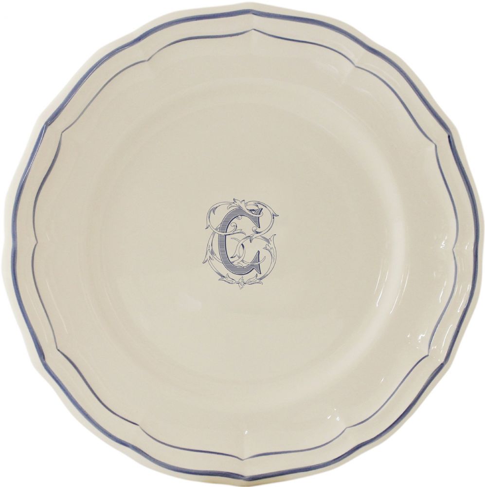 Тарелка обеденная "C", FILET MANGANESE MONOGRAMME, Д 26 cm GIEN