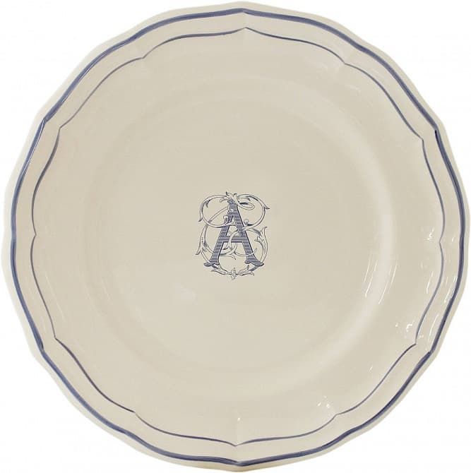 Тарелка глубокая "A", FILET MANGANESE MONOGRAMME, Д 22,5 cm GIEN