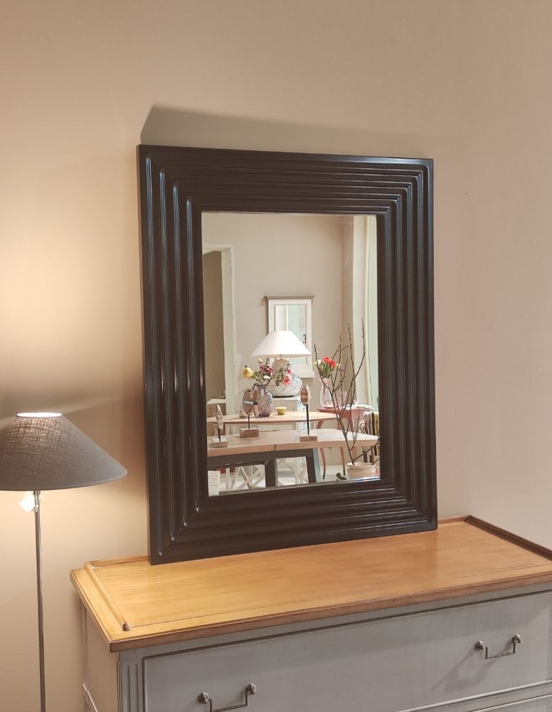 Зеркало в стиле Ар Деко 80х100 см., массив, черный, NAT23