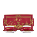 Набор из 2 -х чайных пар 220 мл.,  и  1 подноса, 17,7 см  х 33,3 см .,  ORIENTE ITALIANO RUBRUM, Ginori, 003RG00 FX2401LXGENG00132900