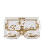 Набор из 2 -х чайных пар 220 мл.,  и  1 подноса, 17,7 см  х 33,3 см .,  ORIENTE ITALIANO AURUM, Ginori, 003RG00 FX2401LXGENG00133000
