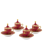 Набор из 4 - х кофейных пар с крышками 80 мл.,  ORIENTE ITALIANO RUBRUM, Ginori, 004RG00 FX4301LXGENG00132900