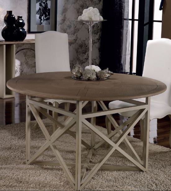 Стол обеденный круглый в стиле прованс из массива, белый, Д135, ADM, арт. NAT13