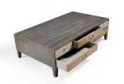 Журнальный столик в современном стиле с выдвижными ящиками, массив дуба, шпон дуба, 140х40х80 см..