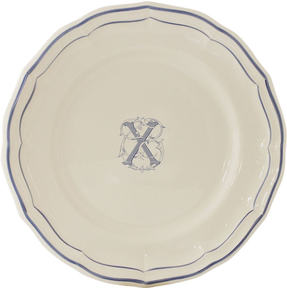 Тарелка для канапе / хлеба"X", FILET MANGANESE MONOGRAMME, Д 16,5 cm GIEN